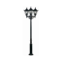 Mast light Country style 3 flames Type No. 2049, height 223cm, 3x E27 QA55 max. 57W, cast alu / glass clear, black-silver