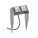 Outdoor Sockets pike bar Type No. 4402, IP44, 2-way, anthracite/silver, without switching function, D - Type F, German socket