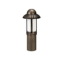 Pedestal luminaire Country style Night watcher Type No. 0531, IP44, 50cm, E27 QA55 max. 57W, cast alu, glass, brown brass