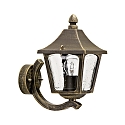 Wandarmatuur voor buitenshuis TYPE NO 1820 up, hoekig E27 IP44, bruin, Messing gesatineerd dimbaar