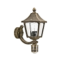 Wandarmatuur voor buitenshuis TYPE NO 1822 up, met bewegingsmelder E27 IP44, bruin, Messing gesatineerd dimbaar