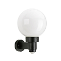 Wandarmatuur voor buitenshuis TYPE NO 0257 rond, met bewegingsmelder E27 IP44, zwart dimbaar