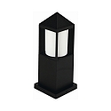 Pedestal luminaire Type No. 0556, IP44, height 38cm, E27 QA55 max. 57W, cast alu / opal glass cylinder, black matt