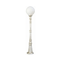 Path light Type No. 2014 with ball shade � 25cm, IP44, height 134cm, E27 QA55 max. 57W, cast alu / opal glass, white-gold