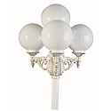 Outdoor Mast light 4 flames Type No. 2051 with ball � 25cm, IP44, height 233cm, 3x E27, cast alu / opal glass, white-gold