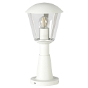 Pedestal luminaire Type No. 0554, IP54 IK08, 40.5cm, E27 QA55 max. 57W, aluminum / plastic clear, impact resistant, white