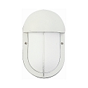 Outdoor Wall and Ceiling luminaire Type No. 6031, oval, partial cover, IP44, E27 QA55 max. 57W, cast alu / glass, white matt