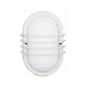 Outdoor Wall and Ceiling luminaire Type No. 6046, oval with cross braces, IP44, E27 QA55 57W, cast alu / glass, white matt