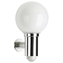 Outdoor Wall luminaire with motion detector + ball shade Ø 20cm (Type No. 0224), IP44, E27 QA55 max. 57W, stainless steel