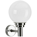 Outdoor Wall luminaire with ball shade � 20cm, IP44, E27 QA55 max. 57W, stainless steel polished, Type No. 0227 opal glass