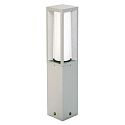 Pedestal luminaire Type No. 0508, IP44, height 50cm, E27 max. 20W (LED), cast alu / opal glass, silver