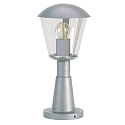 Pedestal luminaire Type No. 0554, IP54 IK08, 40.5cm, E27 QA55 max. 57W, Aluminium / plastic clear, impact resistant, silver