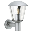 Outdoor Wall luminaire Type No. 1854, IP54 IK08, E27 QA55 max. 57W, aluminum / plastic clear, impact resistant, silver matt