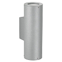 Outdoor Wall spot Type No. 2481 - 2-sided, wide/wide, IP44, 2x GU10 PAR 16 50W, rigid, cast alu / safety glass, silver