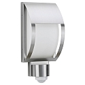 Outdoor Wall luminaire Type No. 6278 with motion detector, IP44, 18 x 38.5cm, E27 QA55 max. 57W, stainless steel / glass