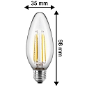 HWH Filamentlamp kaarsvorm C35 schakelbaar E27 4,5W 470lm 2700K 300� CRI > 90 