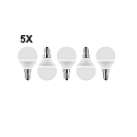 HWH LED Globelamp SMD MULTI G45 set van 5 E14 5W 470lm 2700K 200� CRI >80 