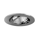 Recessed outdoor LED spot, IP65, round, � 8.2cm, Plug&Play 350mA, 6W 3000K 650lm 38�, swivelling 30�, chrome
