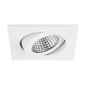 Recessed outdoor LED spot, IP65, square, 8.2 x 8.2cm, Plug&Play 350mA, 6W 3000K 650lm 38�, swivelling 30�, white