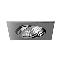 Brumberg Recessed outdoor LED spot set, IP65, square, 230V AC, 6W 3000K 650lm 38�, swivelling, chrome