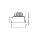 Brumberg recessed spotlight TIRRELDEEP LED DIM round, swivelling, for VDU workstation, set back IP20, aluminium dimmable