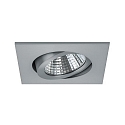 Brumberg Recessed LED spot set incl. converter, IP20, square, 230V, 7W 3000K 740lm 38�, swivelling 30�, dimmable, matt alu