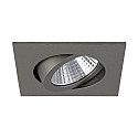 Brumberg Recessed LED spot set incl. converter, IP20, square, 230V, 7W 3000K 740lm 38�, swivelling 30�, dimmable, matt titanium