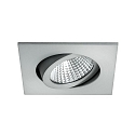 Brumberg Recessed LED spot set dim2warm incl. converter, IP20, square, 230V, 6W 1800-3000K 460lm 38�, swivelling 30�, matt alu