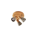 Plafondarmatuur BOLORIA 3-vlams, rond, instelbaar E14 IP20, hout licht dimbaar