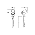 Brumberg LED ground spike luminaire, IP65, 24V DC, 15W 3000K 1200lm 38�, incl. 100cm power cable with aquastop, titanium