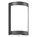 Outdoor wall luminaire 16/3 with motion detector, IP44, E27, stainless steel / opal glass, anthracite