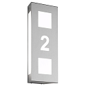 Outdoor wall luminaire AQUA TRILO, with house number (cut out), stainless steel, IP44, E27