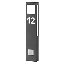 Outdoor LED floor lamp AQUA PAULO with house numbers (cut out) + power plug, IP44, 80cm, 2G11, stainless steel, anthracite