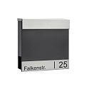 letterbox with newspaper holder ENGRAVED INOX BAR laser engraving, anthracite, stainless steel