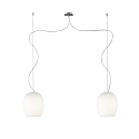 Pendelarmatuur ANUA 2-vlams E27 IP20, aluminium geborsteld, mat, opaalwit dimbaar