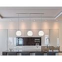 Casablanca Pendelarmatuur BALL 3-vlams, kort, dimbaar E27 IP20, aluminium geborsteld, opaal, wit mat dimbaar