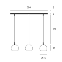 Casablanca Pendelarmatuur BALL 3-vlams, kort, dimbaar E27 IP20, aluminium geborsteld, opaal, wit mat dimbaar
