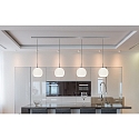 Casablanca Pendelarmatuur BALL S 4-vlams, lang, dimbaar E27 IP20, aluminium geborsteld, opaal, wit mat dimbaar