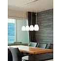 Casablanca Pendelarmatuur BAGAN 4-vlams, lang, dimbaar E27 IP20, aluminium geborsteld, opaal, wit mat dimbaar