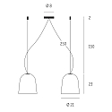 Casablanca Pendelarmatuur CLAVIO M 2-vlams, groot, dimbaar E27 IP20, antraciet, zwart mat dimbaar