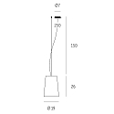 Casablanca Pendelarmatuur MESA LONG 1-vlams E27 IP20, aluminium geborsteld, mat, opaalwit dimbaar