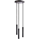 pendant luminaire SLIM 3 flames, round, UGR < 19, switchable IP20, deep black 