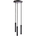 pendant luminaire SLIM DIM 3 flames, round, UGR < 19 IP20, deep black dimmable