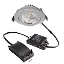 recessed spotlight DIONE IP20 DTW 930-918 swivelling, Dim-To-Warm, wired through IP20, silver dimmable