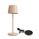 Tafellamp op batterijen BUNDLE CANIS MINI set van 1, met lader IP65, beige, mat dimbaar