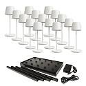 battery table lamp CANIS MINI GASTRO with touch dimmer, with charger, 15 pcs. IP65, mat, traffic white dimmable
