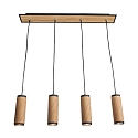 Elobra Pendant luminaire BOLIVIA 4, 4x GU10, oak natural, black