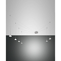 Fabas Luce ISABELLA LED Pendant luminaire 6 pendulums, nickel satin / chrome / aluminum
