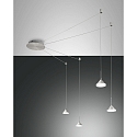 Fabas Luce ISABELLA LED Pendant luminaire 4 pendulums, nickel satin / chrome / aluminum