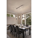 Fabas Luce Pendelarmatuur SINTESI 3-vlams, cilindrisch E27 IP20, nikkel gesatineerd, rookkleuren dimbaar